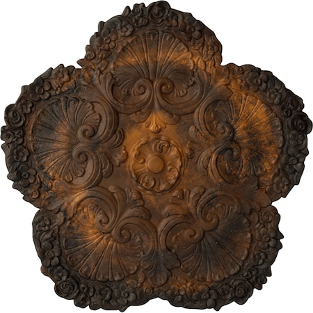 Ekena Millwork Shell Ceiling Medallion, Hand-Painted Rust, 25 5/8"OD x 1"P CM25SHRUS